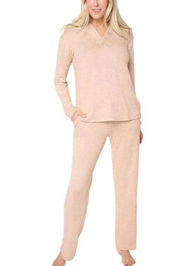 Stan Herman Women's Sweater Knit 2 Pc Lounge Set Cafe - Regular